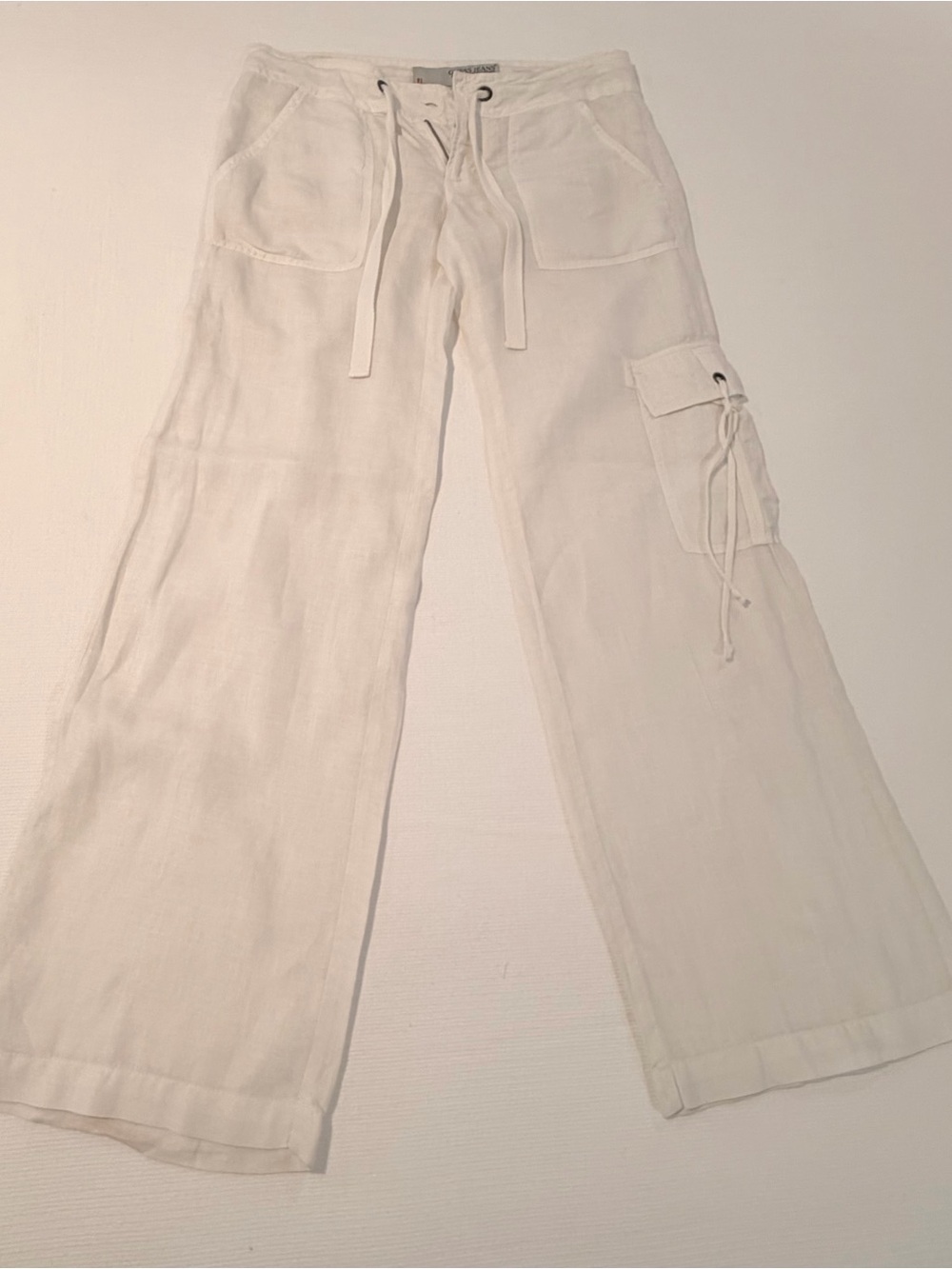 Guess Jeans White Linen Cargo Pants size small